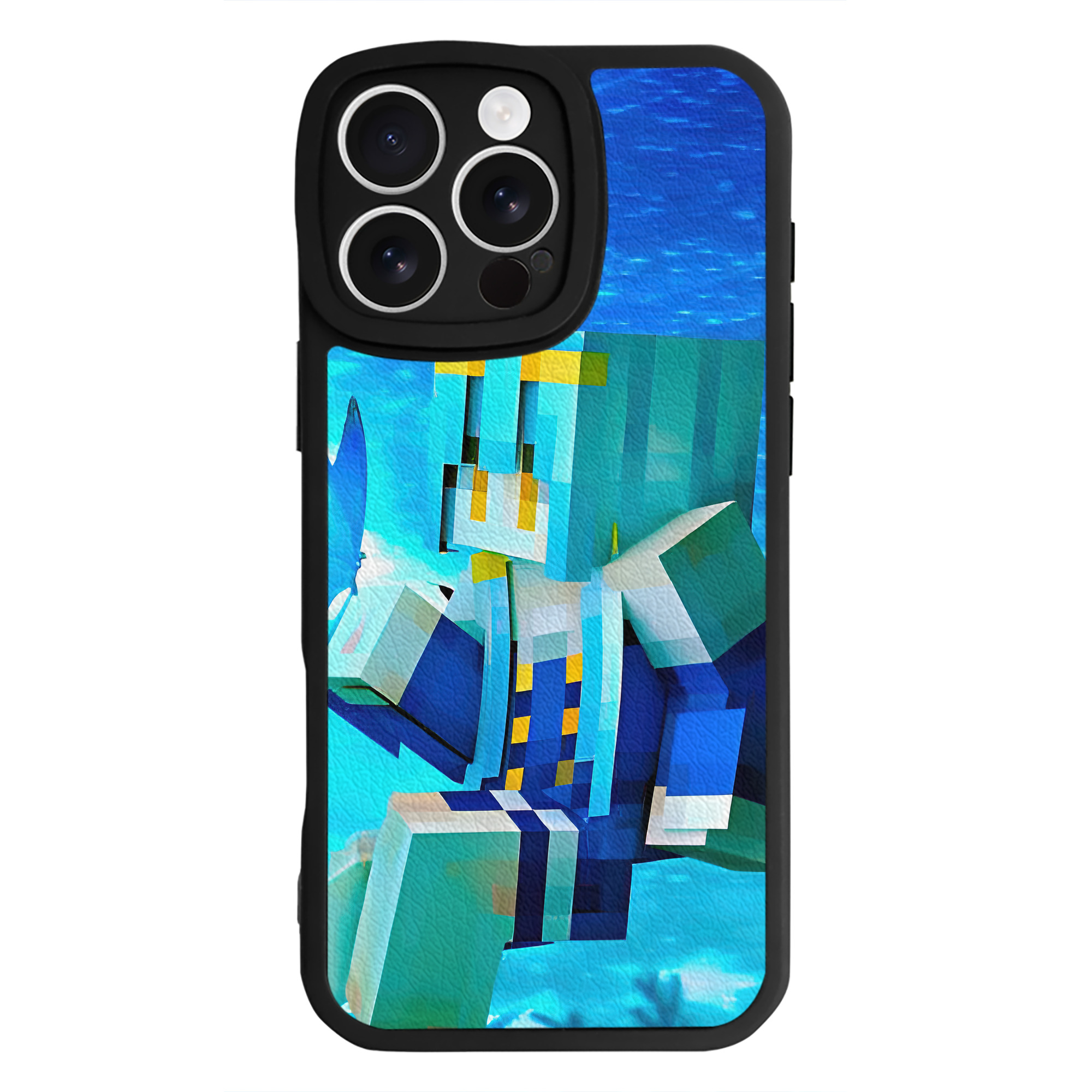 （画像用） マインクラフト ブロックの世界 Minecraft MC Block world 【iPhone 16シリーズ対応】シリコンスマホケース（レザー調） 材質：シリコン